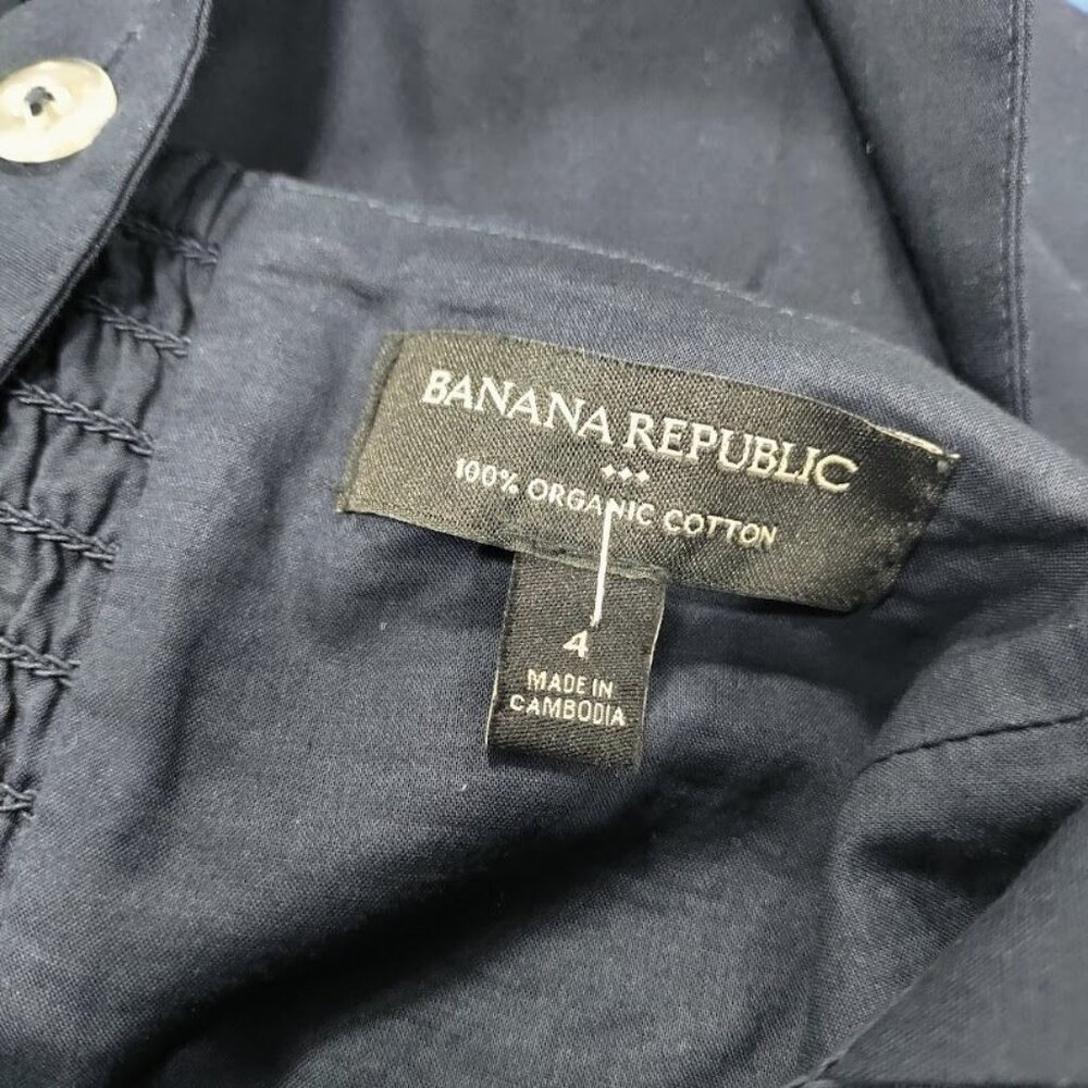 Banana Republic Organic Cotton Prarie Schoolgirl Square Neck Sheath Dress Navy 4 - Picture 6 of 13